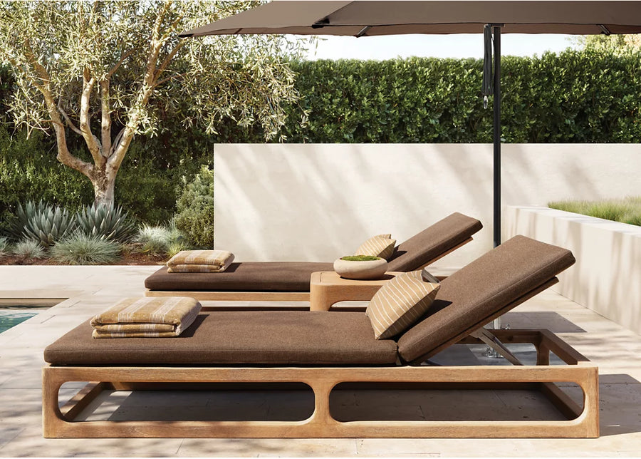Modern Teak Sun Lounger - Main View