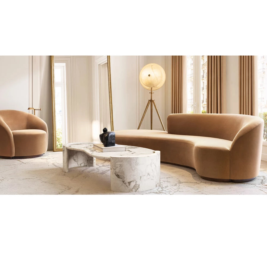 Contemporary Enveloping Sofa | Modern Curved Velvet Sofa