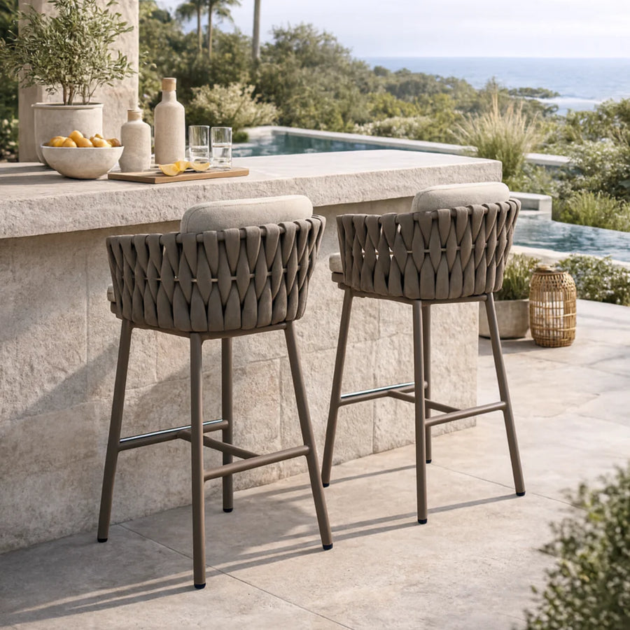 Elgin Modern Sculptural Outdoor Bar Stools