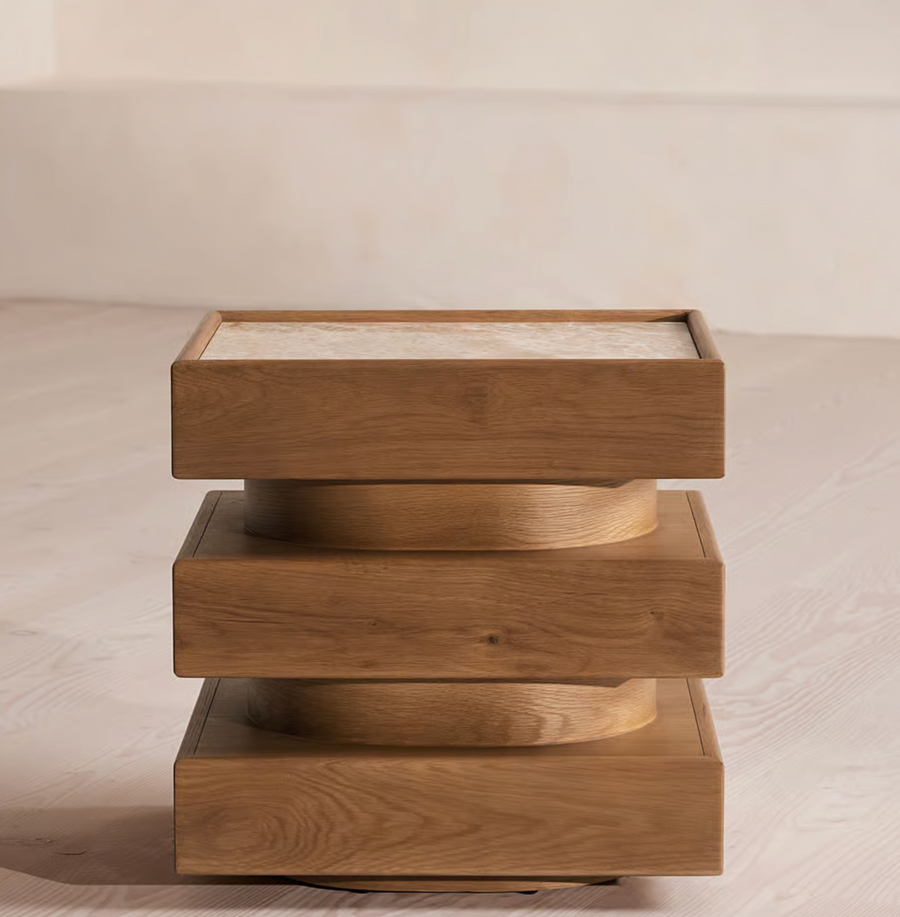 Modern Faceted Stone Pedestal Table