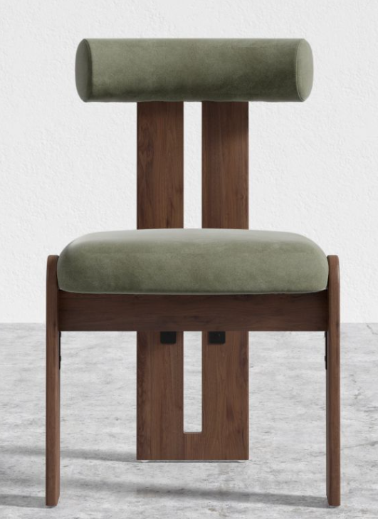 Silla de comedor escultural curva de felpa | Vida Contemporánea en el Hogar