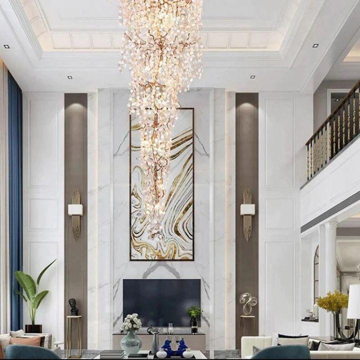 Branching Brass Chandelier with Glass Discs