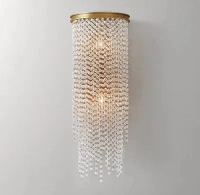 Cascading Crystal Bead Strand Wall Sconce