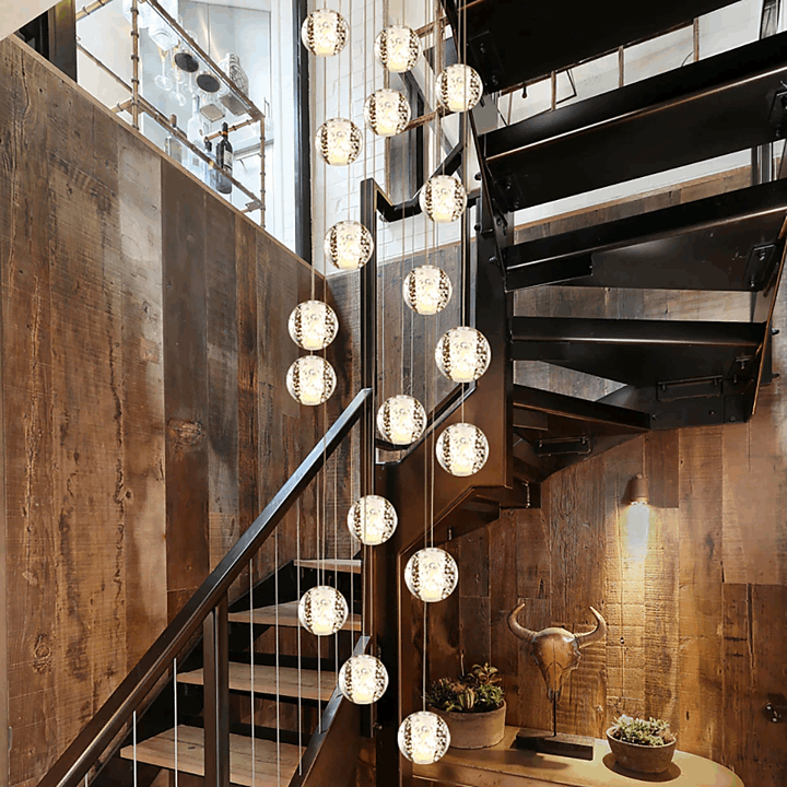 Cascading Crystal Globe Cluster Chandelier