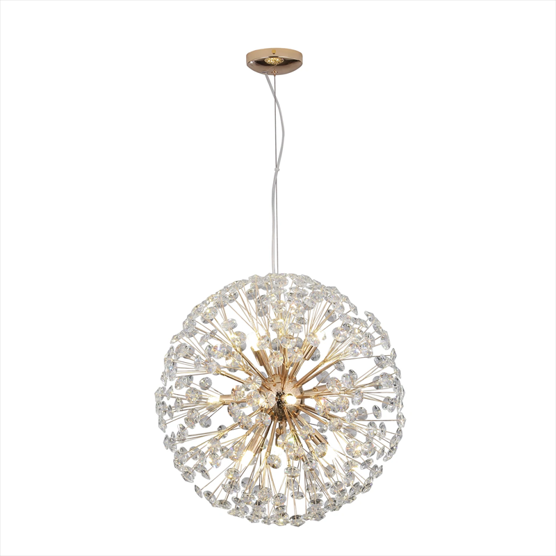 Dandelion Burst Gold Iron and Crystal Pendant