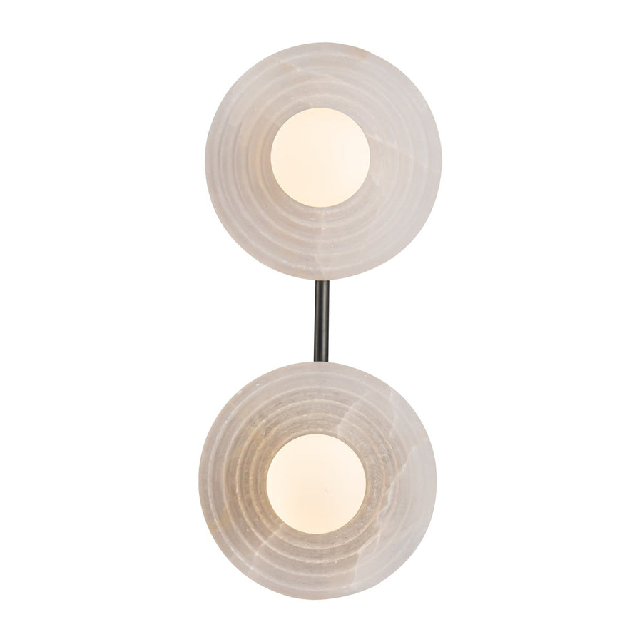 Double Ribbed Alabaster and Opal Glass Wall Sconce