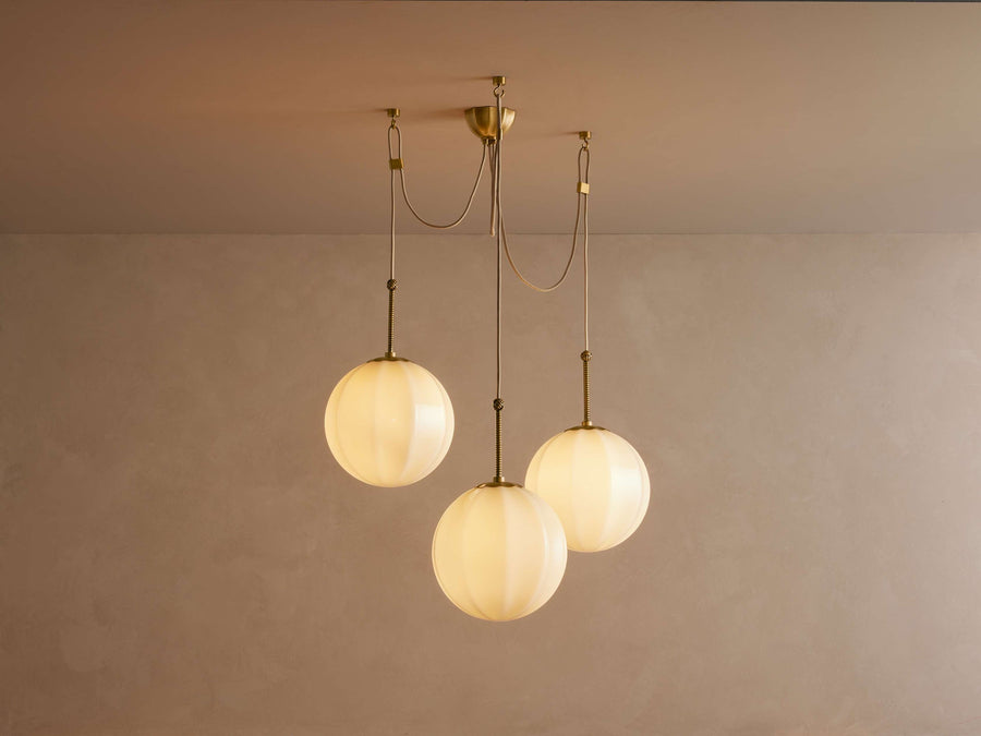 Draped Cream Glass Globe Cluster Chandelier