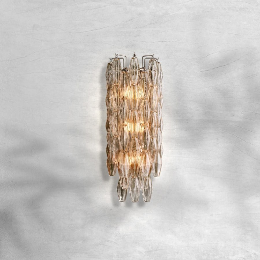 Faceted Glass Polyhedra Cluster Wall Sconce