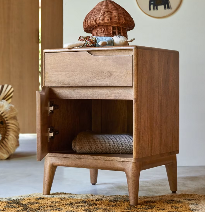 Mid-Century Modern Solid Wood Nightstand - Main View