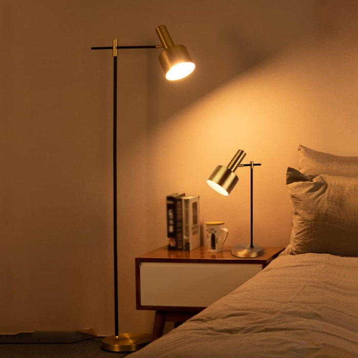Modern Brass & Black Floor Lamp - Main View