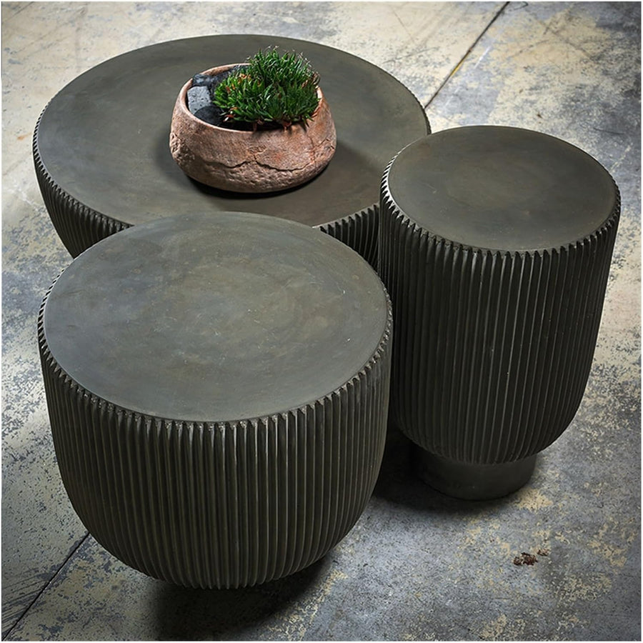 Modern Ribbed Micro cement look Table Set - Main View