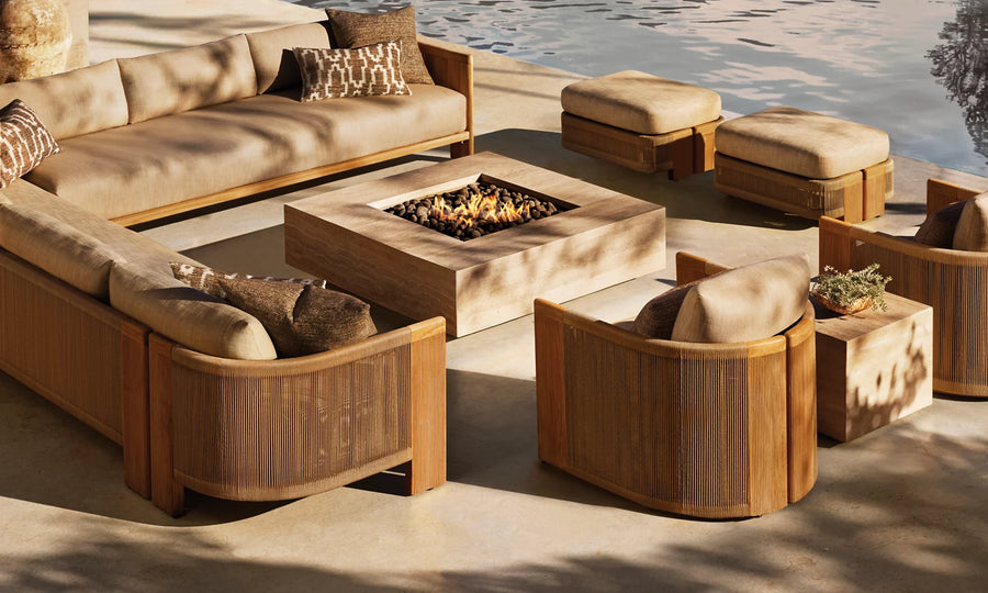 Modern Teak & Rope Lounge Chair - Main View