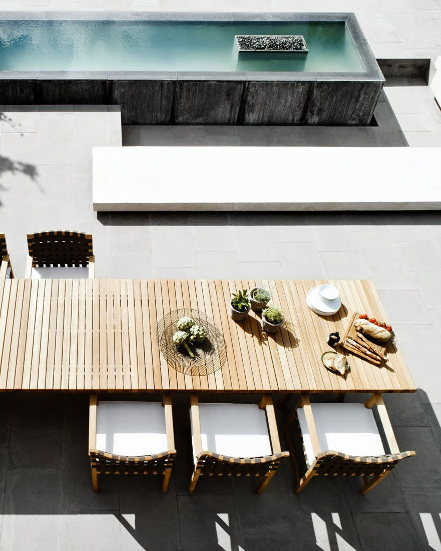 Modern Outdoor Teak Dining Table - Side View