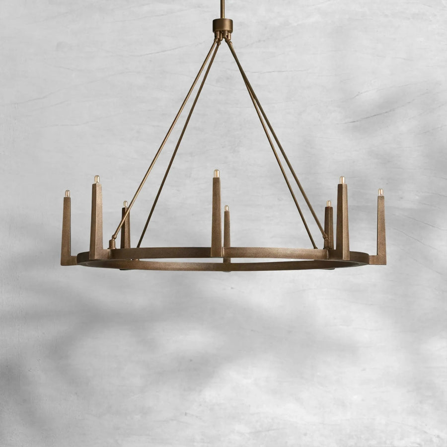 Open Intersecting Sand-Cast Brass Ring Chandelier