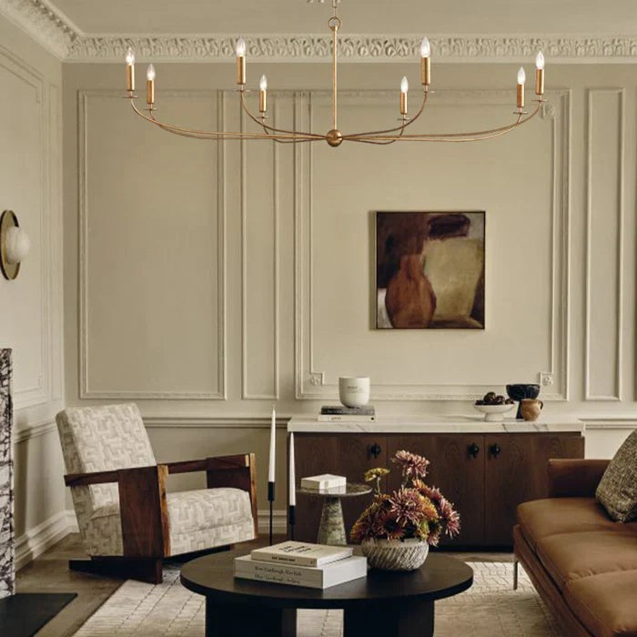 Open Round Antiqued Leaf Iron Branch Chandelier