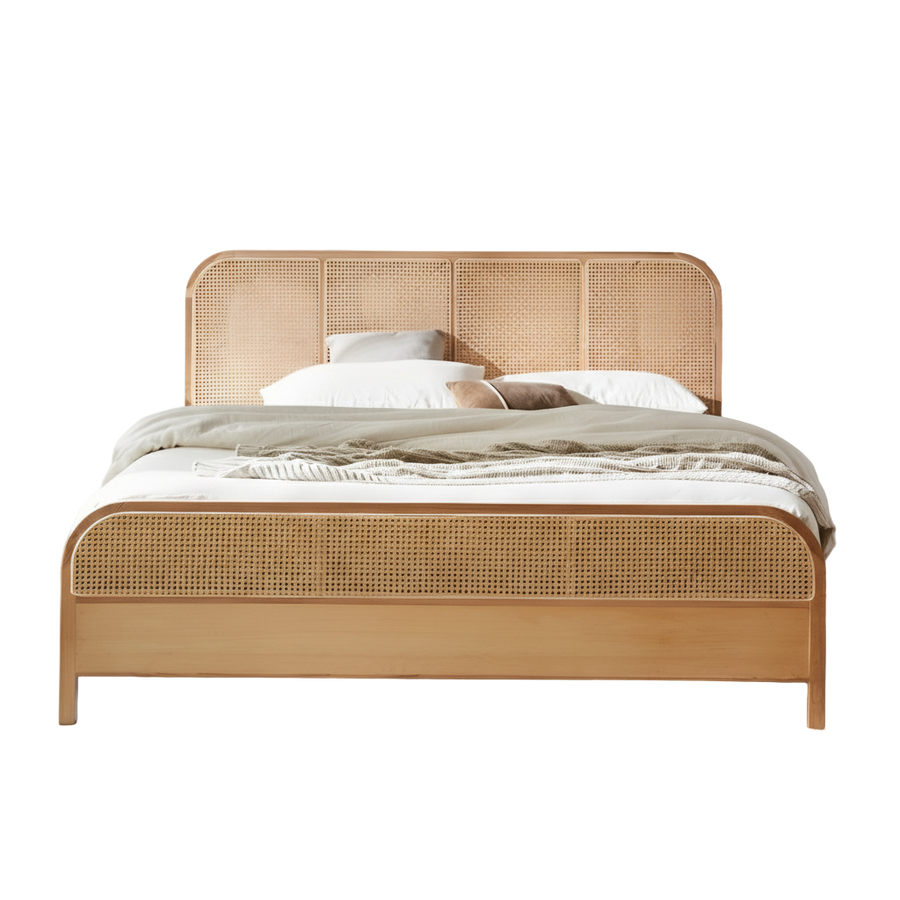 Modern Rattan Panel Bed - Main View