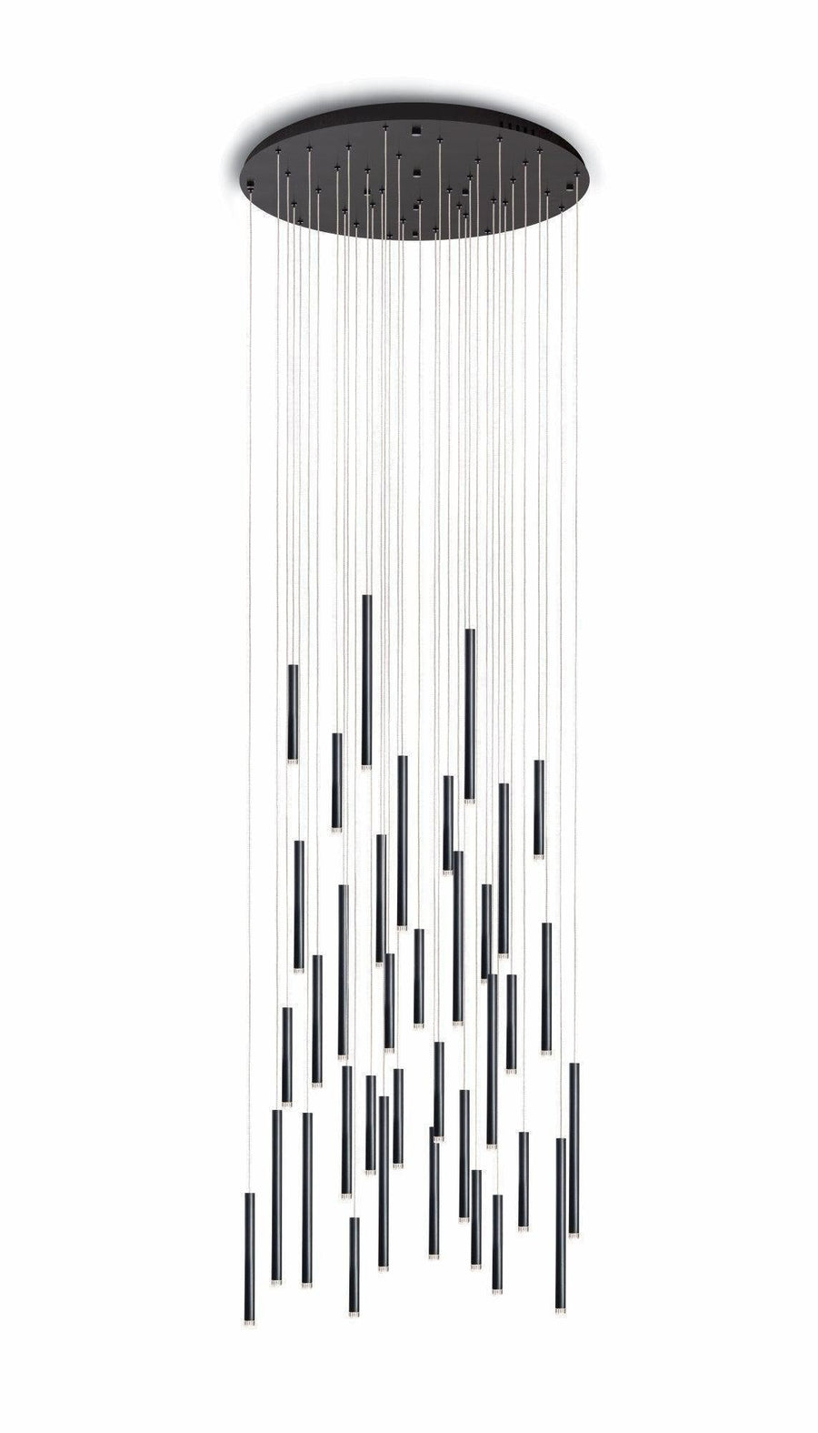Round Cluster of Metal Tubes Pendant Chandelier