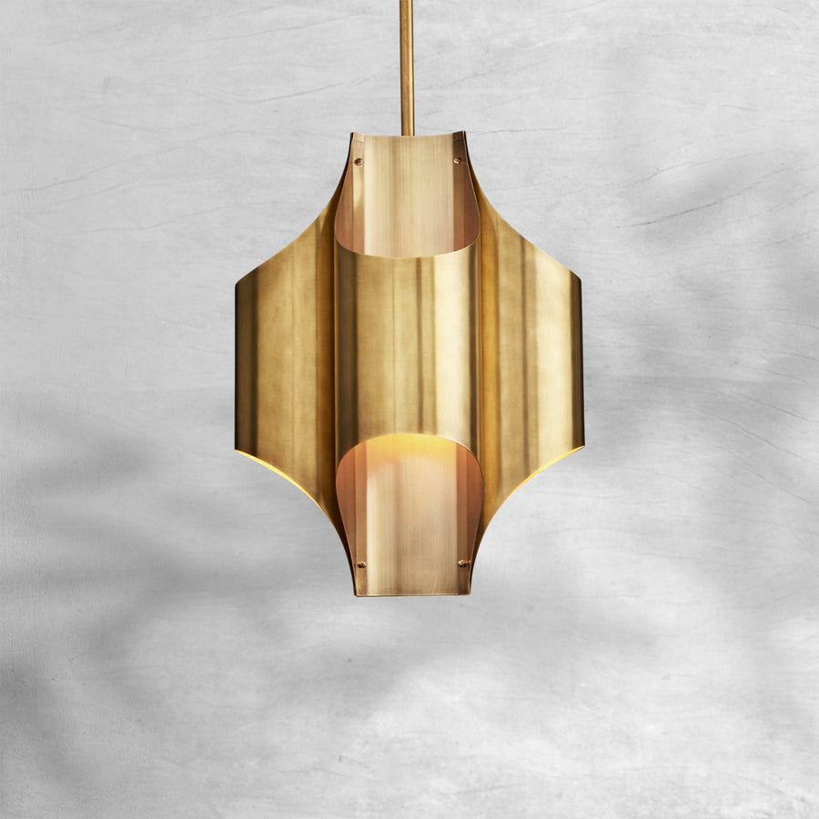 Sculptural Wave Cluster Brass Pendant