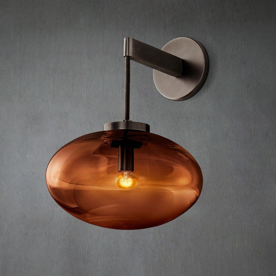 Smoked Glass and Solid Brass Wall Sconce