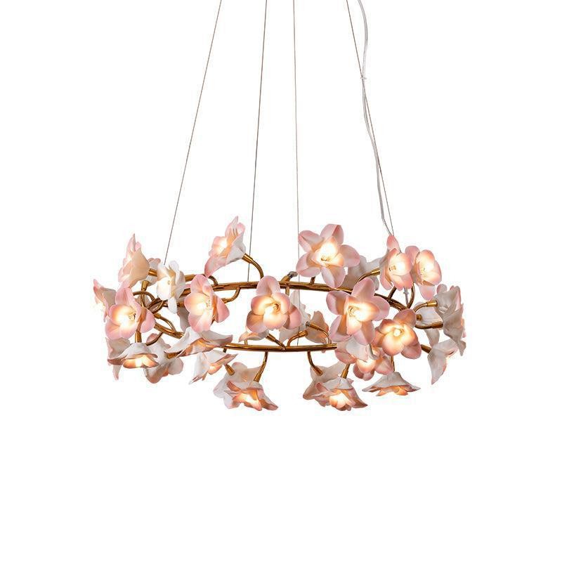 Solid Crystal Block Brass Frame Chandelier