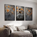 3-piece ballet girl canvas prints styled in modern living room setting