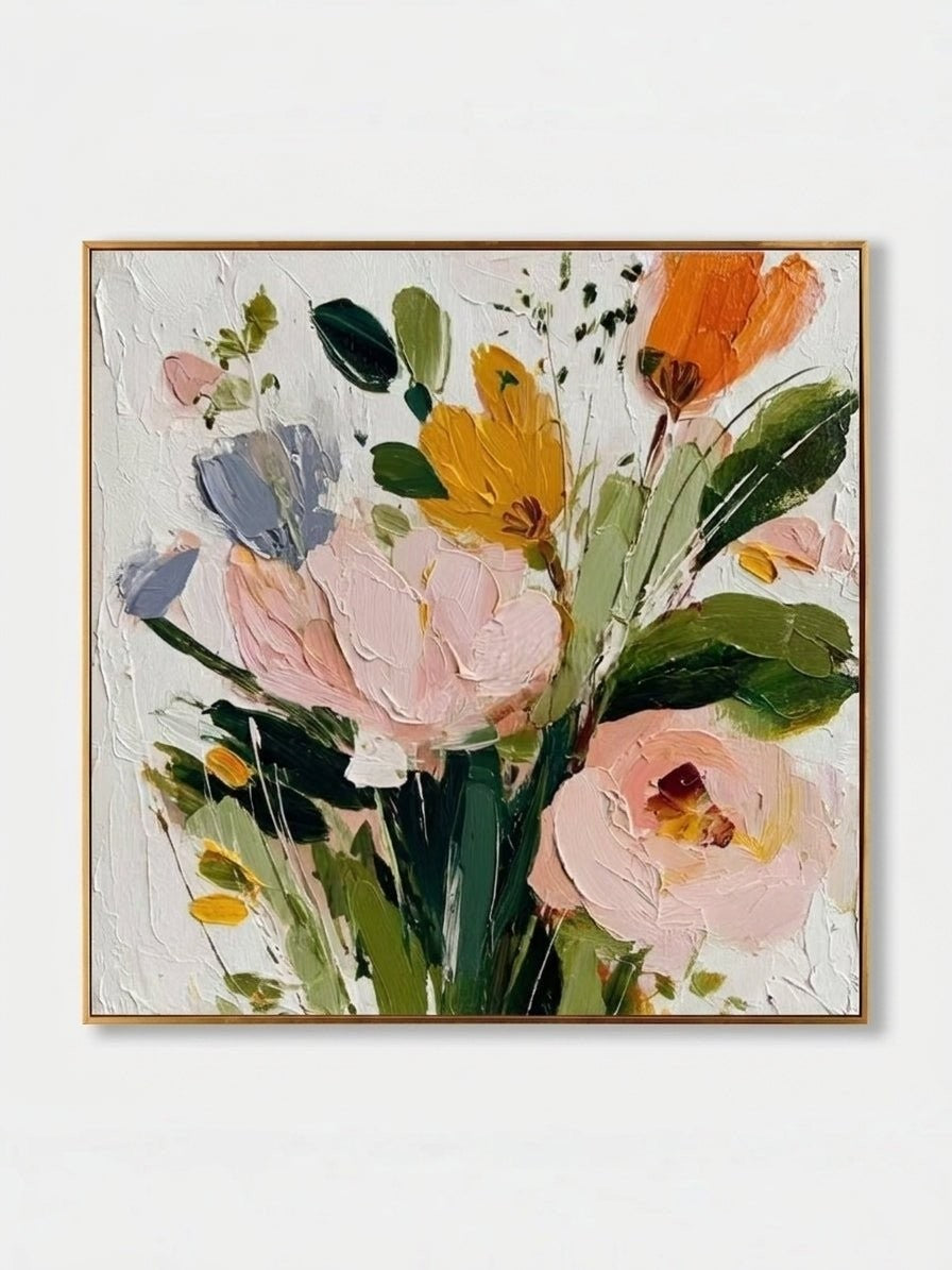 3D Heavy Textured Floral Bouquet Canvas Painting