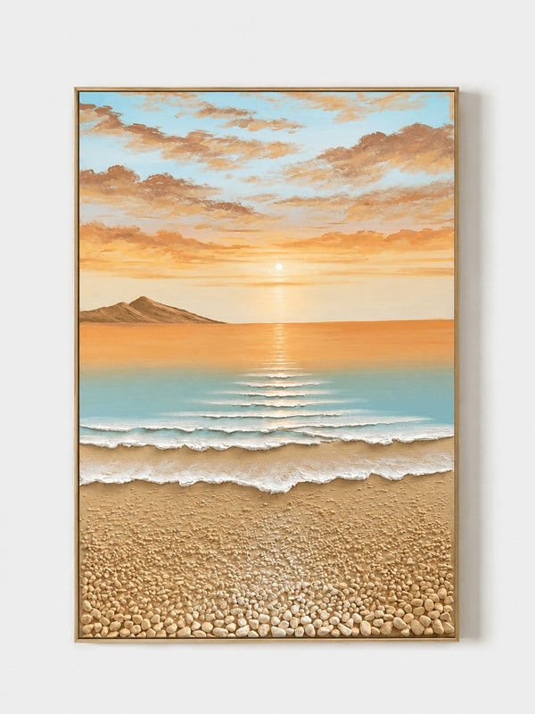 3D Textured Coastal Sunrise Wall Art