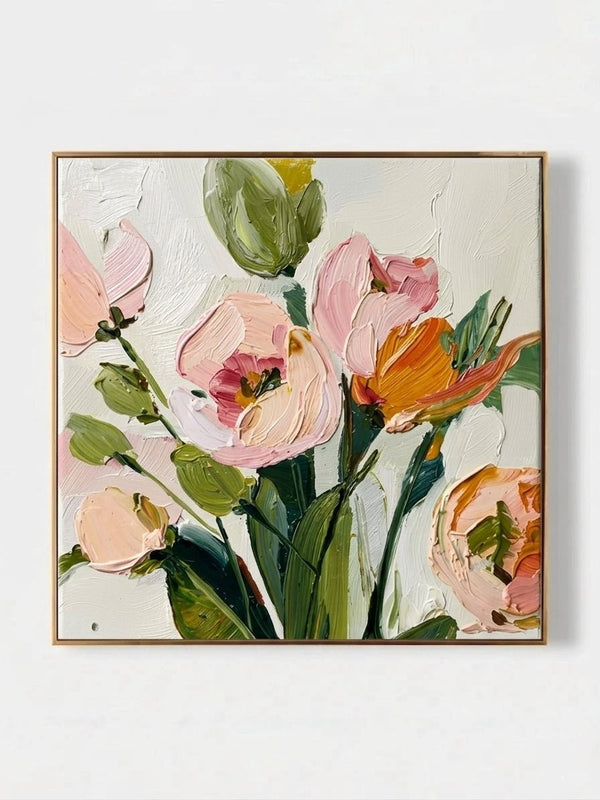 3D Textured Floral Canvas Painting