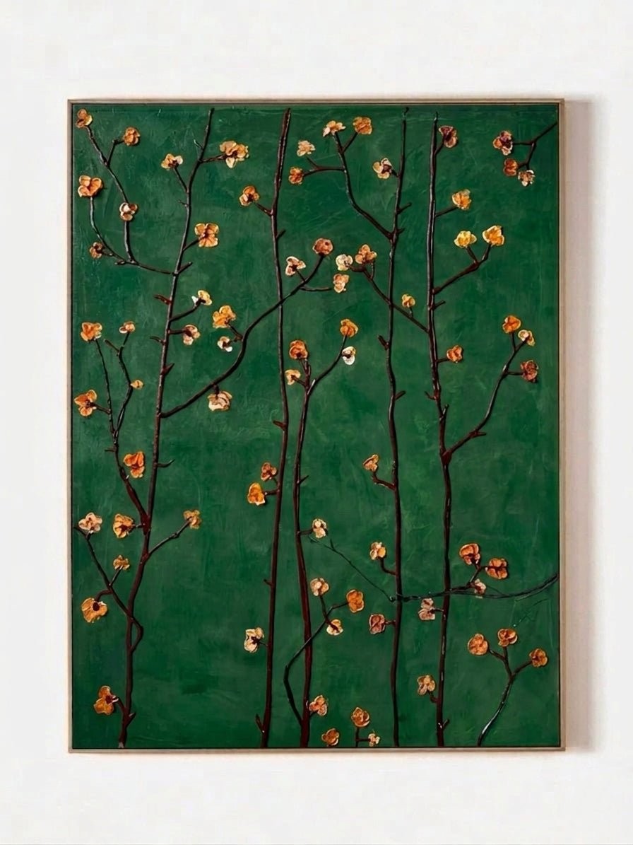 3D Textured Green Botanical Wall Art