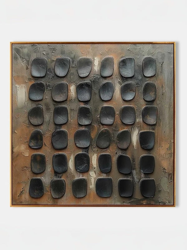 3D Textured Grid Wabi-Sabi Wall Art