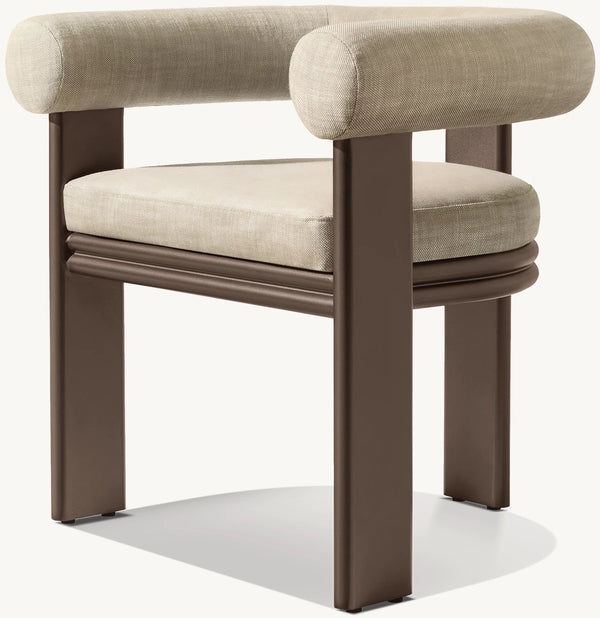 Silla de comedor moderna para exteriores: comodidad contemporánea, aluminio de primera calidad, olefina e impermeable.