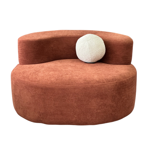 Sculptural Terracotta Velvet Accent Chair | Modern Curved Armchair