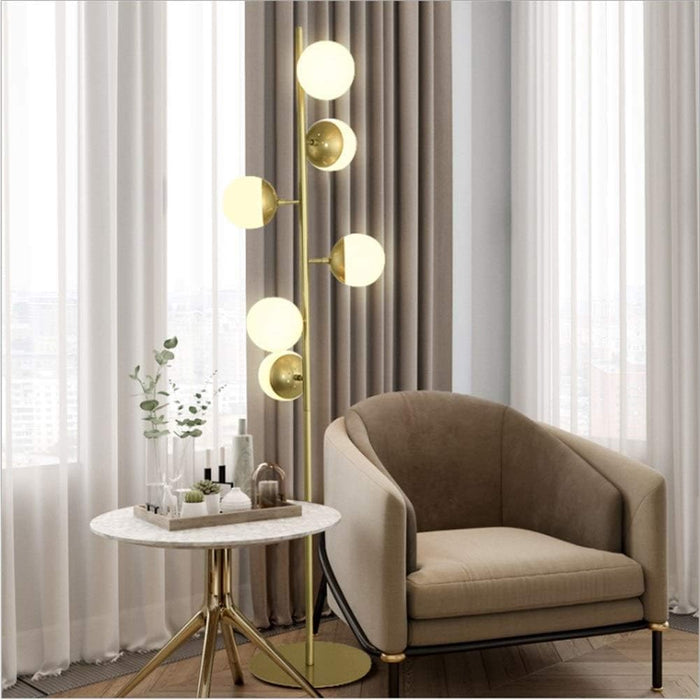 Modern Brass Globe Floor Lamp - Main View