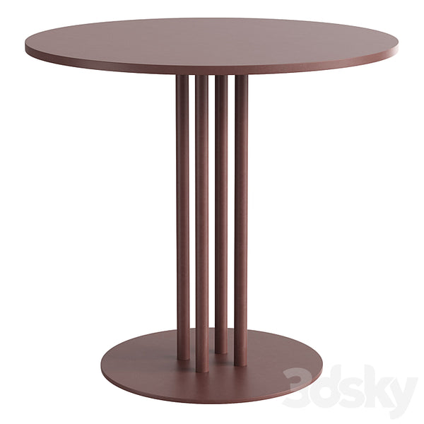 Mesa de comedor redonda moderna para exterior: tablero de aluminio y base de pedestal minimalista