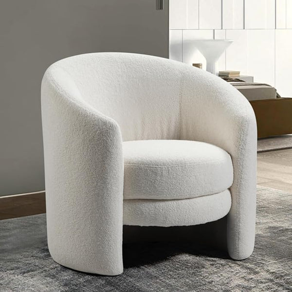 Sillón moderno con acento de barril bouclé: un acogedor sillón curvo para la sala de estar