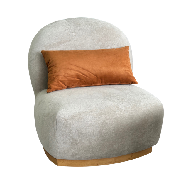 Sculptural Modern Club Chair | Curved Beige Upholstery
