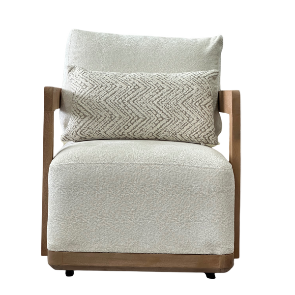 Modern Rustic Accent Chair | Wood Frame & Premium Chenille