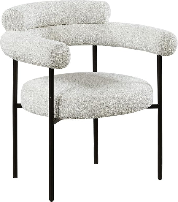 Silla de comedor Bouclé contemporánea - Comodidad moderna - Aluminio Premium + Bouclé Premium