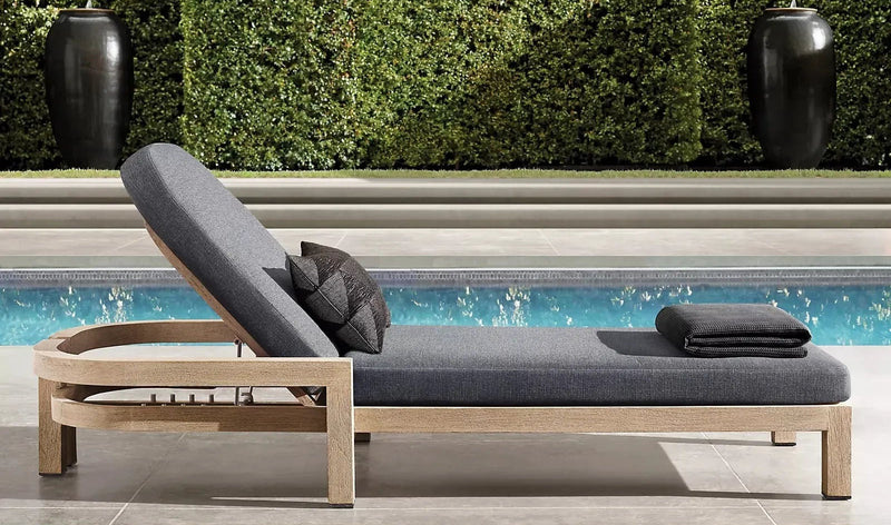Modern Teak Sun Lounger - Main View