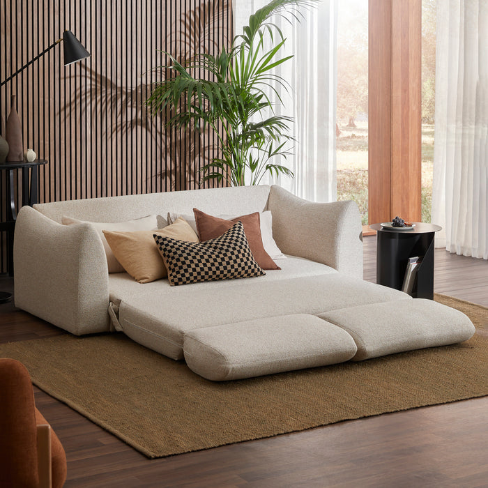 Sofá cama Aldo de bouclé blanco