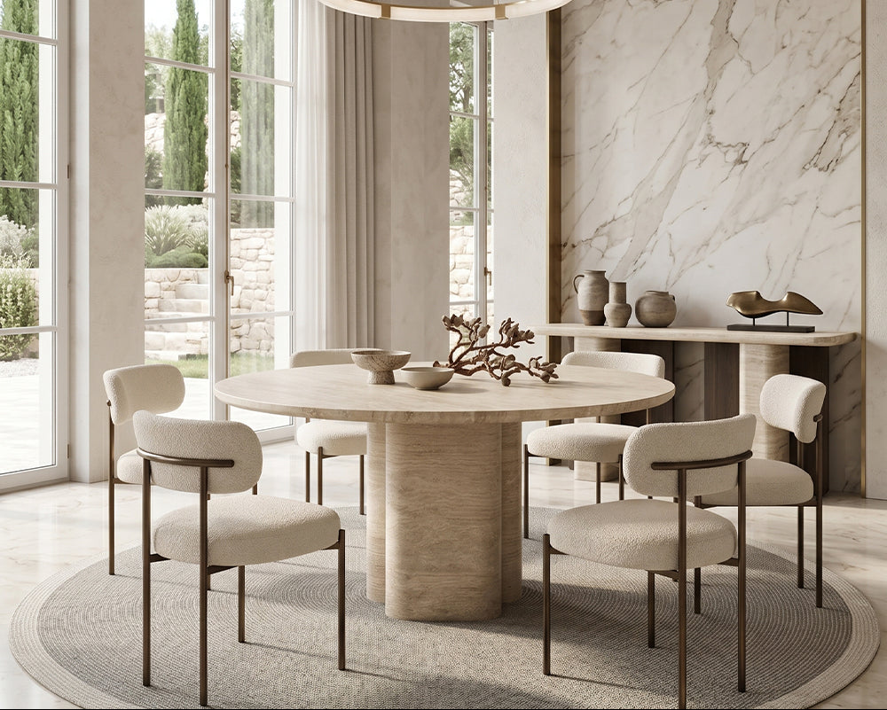 Mesa de comedor de travertino vs. mármol: ¿Cuál es mejor?
