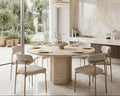 Beige Travertine Small Marble Dining Table - View 3