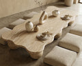 Beige Travertine Wave Design Marble Coffee Table - View 3