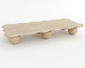 Beige Travertine Wave Design Marble Coffee Table - View 1