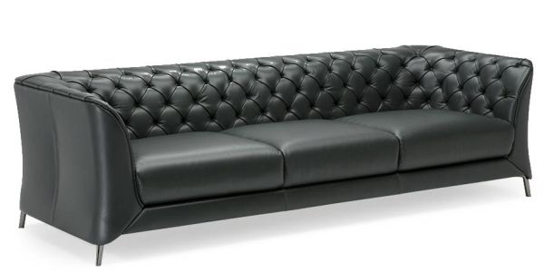 Black Real Cow Leather Sofa