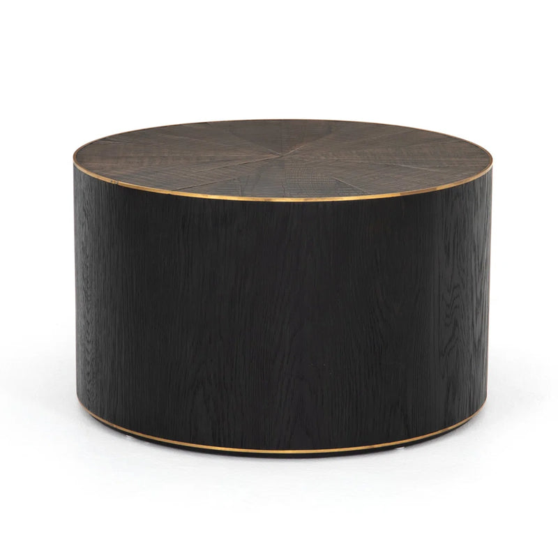 Brass Trimmed Ebony Side Table Accent | Minimalist Interior Style
