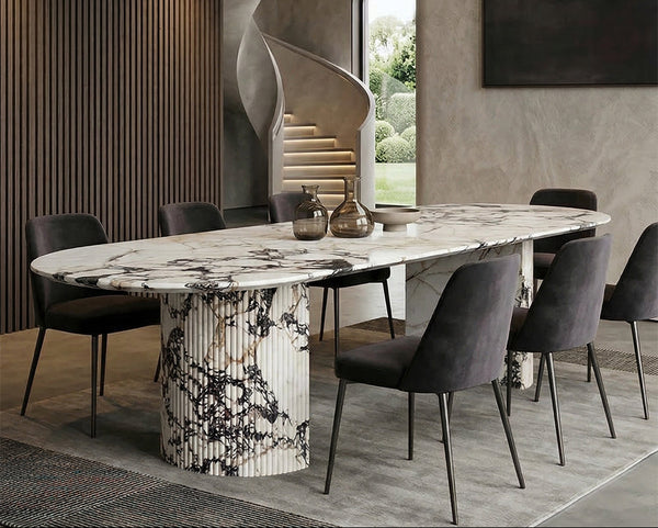 Calacatta Viola Oval Marble Dining Table - View 2