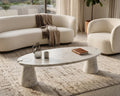 Carrara White Oval Marble Coffee Table - View 3