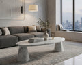 Carrara White Oval Marble Coffee Table - View 2