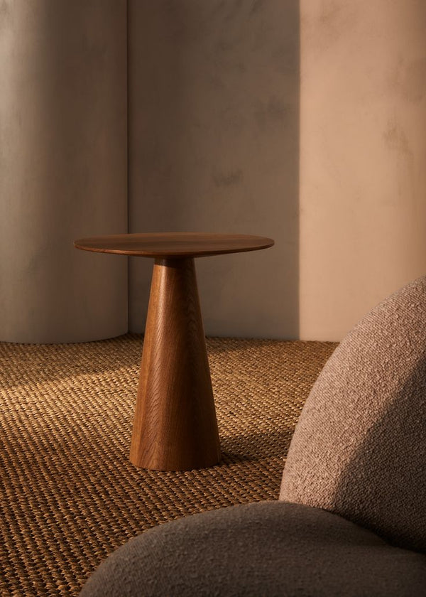 Conical Timber Side Table | Modern Sculptural Wood Accent Table